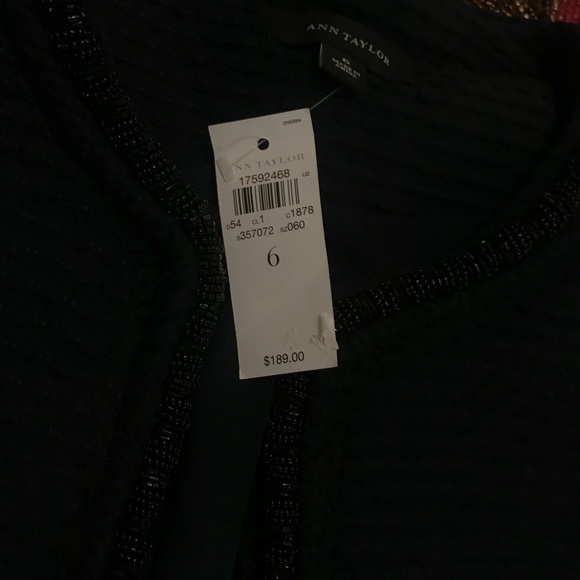 NWT Ann Taylor Navy Jacket with beaded trim - Picture 2 of 3